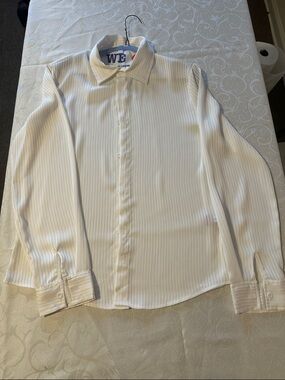 White Men's Long-Sleeve Button-Up Shirt